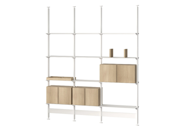 PIRA G2 - Open floor-ceiling mounted aluminium and wood bookcase by String Furniture - view 3